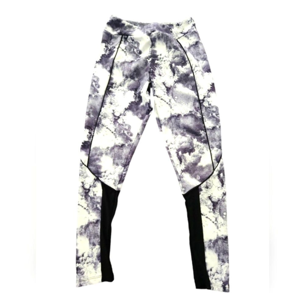 Zara Girls Activewear Leggings. Blk/Wte tie dye/watercolor print. Size 11-12 yrs